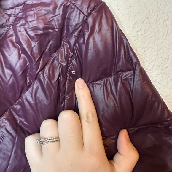 Calvin Klein Packable Lightweight Down Purple Puffer Long Hooded Jacket Winter - Picture 3 of 14